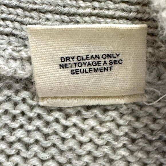 Moth Sweater Womens XS Gray Wool Shawl Collar Open Cardigan Braided Felt Trim - Picture 6 of 6